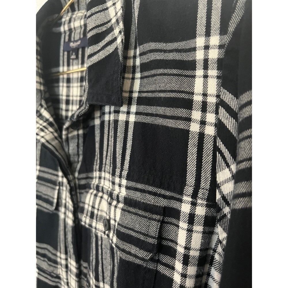 MADEWELL Daywalk Plaid Flannel Shirt Dress Size S Long Sleeve Black Autumn Fall - Picture 7 of 11